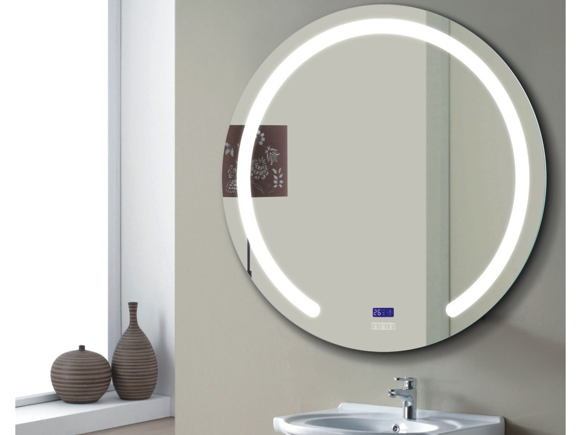 Oglindă baie rotundă cu iluminare, afisaj dezaburire, diametru 100cm, Meco WLM100 -