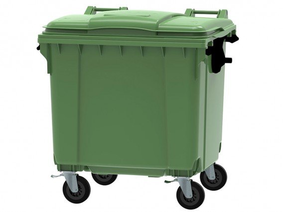 Container plastic verde coletare selectiva 1100 litri