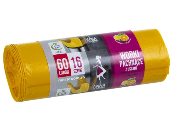 Saci menajeri lemon cu urechi Stella 60 litri 16 bucati