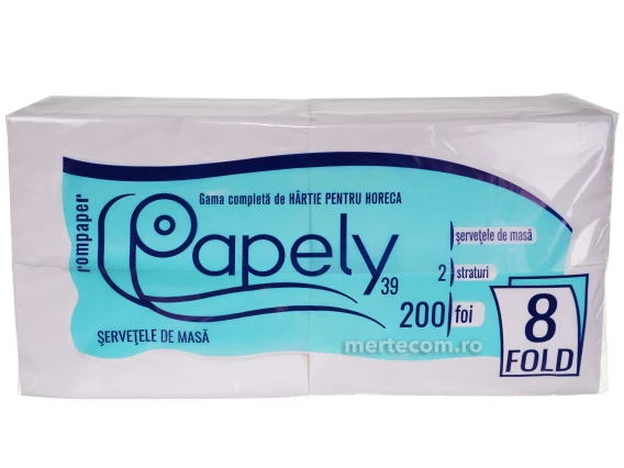 Servetele masa Papely 2str impaturite in 8 200bucati 39x39cm