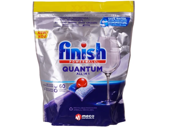 Detergent vase pentru masina de spalat Finish Powerball Quantum All in 1 60 tablete