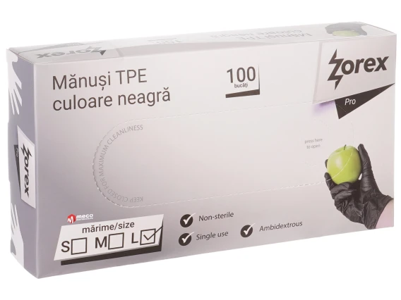 Manusi unica folosinta TPE Zorex Negre 100buc L