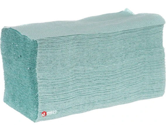 Prosop pliat verde V 21x23cm 1strat 180 bucati