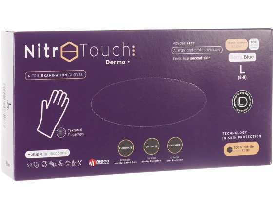 Manuși nepudrate Nitril Examinare Nitro Touch Derma Plus Albastre (100buc/cutie) marime L