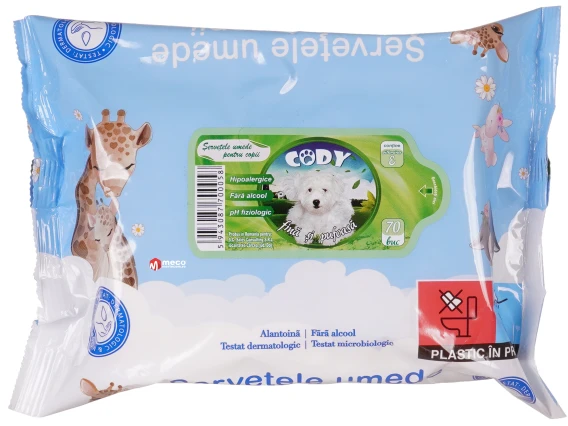 Servetele umede Cody pentru copii 70 buc
