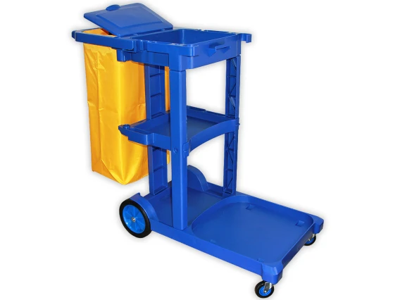 Carucior curatenie Limpio C11 cu rafturi, sac si suport mop sau aspirator