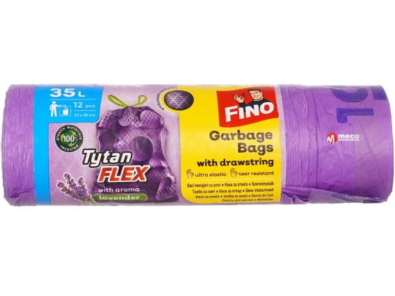Saci menaj Fino Aroma Tytan Flex cu snur 35 litri 12 buc Lavanda