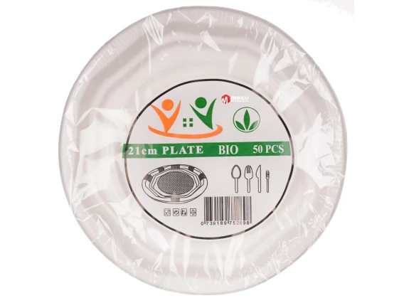 Farfurii rotunde plastic biodegradabil 21 cm 50bucati/set