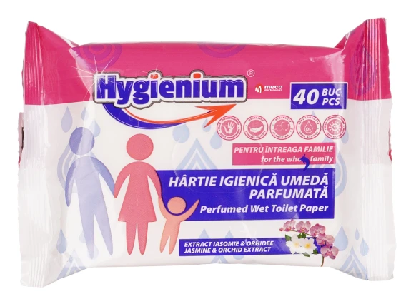 Hartie igienica umeda Hygienium 40 bucati (Iasomie si Orhidee)