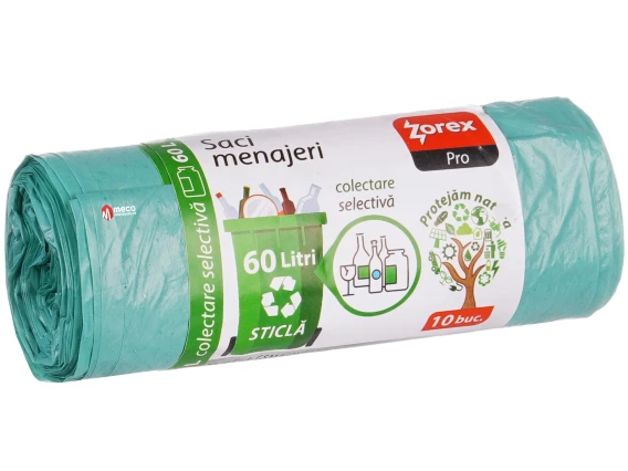 Saci menajeri Zorex 60 litri 10 bucati verde
