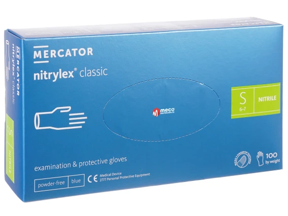 Manusi nepudrate nitril albastre Nitrylex Classic (100buc/cutie) marime S