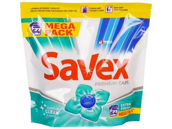 Detergent pentru masina de spalat Savex 64 capsule Extra Fresh