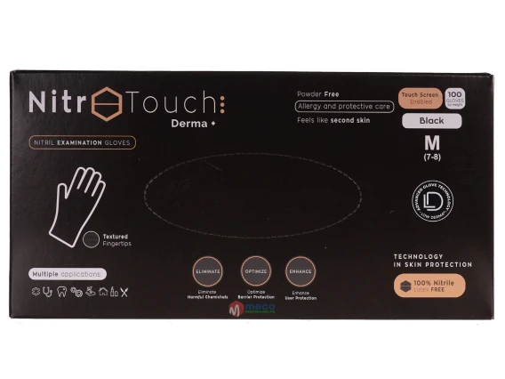 Manusi nepudrate Nitro Touch Derma Negre (100buc/cutie) marime M