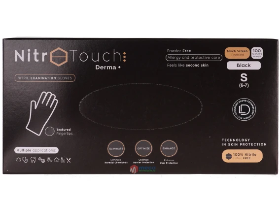 Manusi nepudrate Nitro Touch Derma Negre (100buc/cutie) marime S