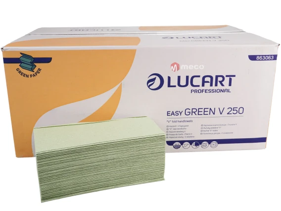 Prosop hartie pliant V verde Lucart 863063 21.5x25cm 1strat 250bucati
