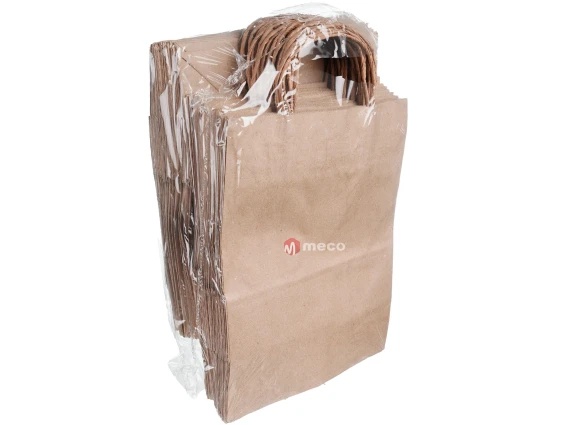 Pungi hartie natur cu maner 26x17x28cm 50bucati